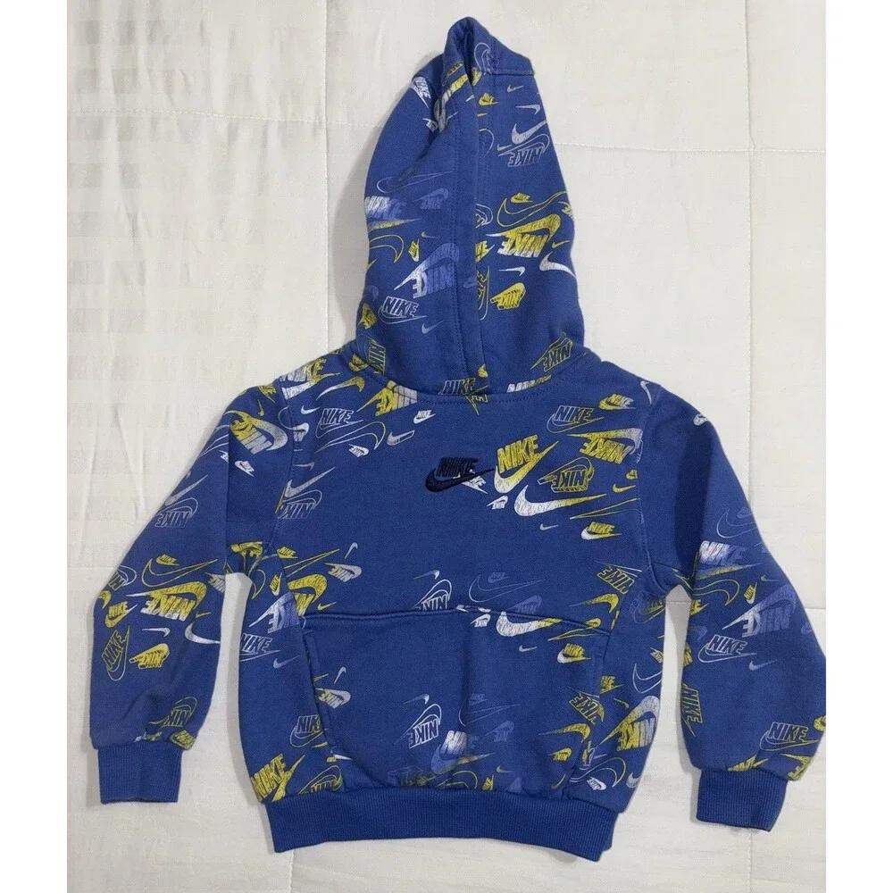 Nike Boys 4 XS All Over Futura Logo Graphic Print Hoodie